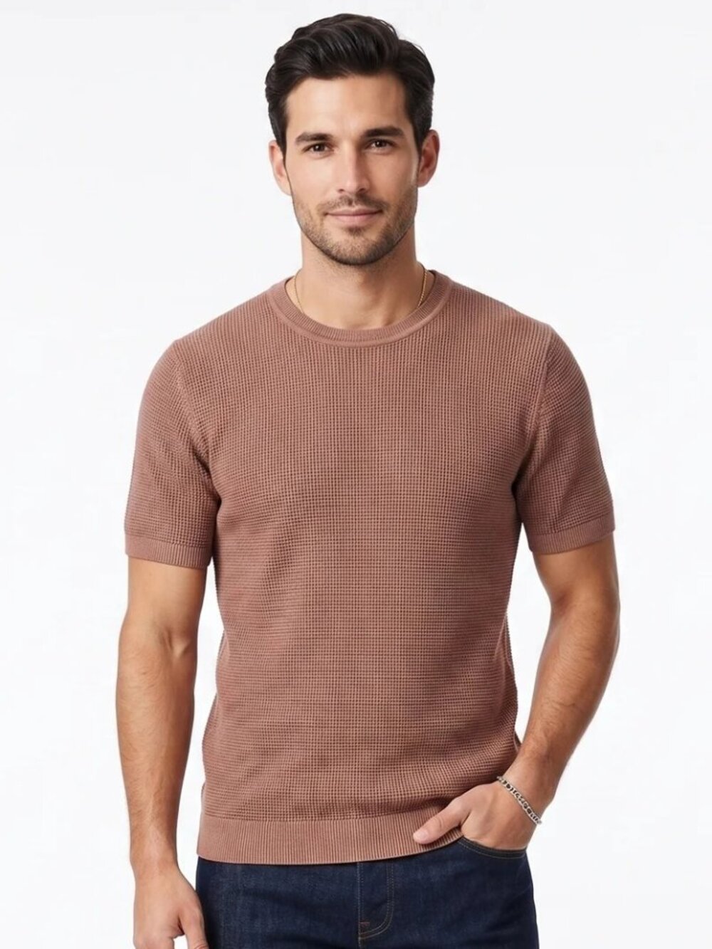 HEDGE Rosewood Knit Textured Tee